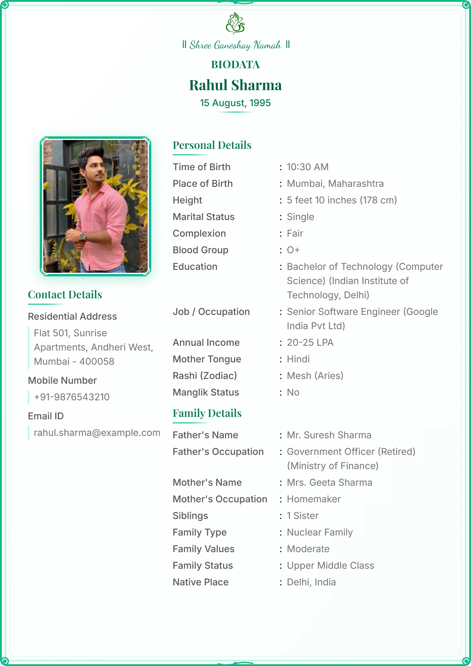 Wedding biodata design sample 8